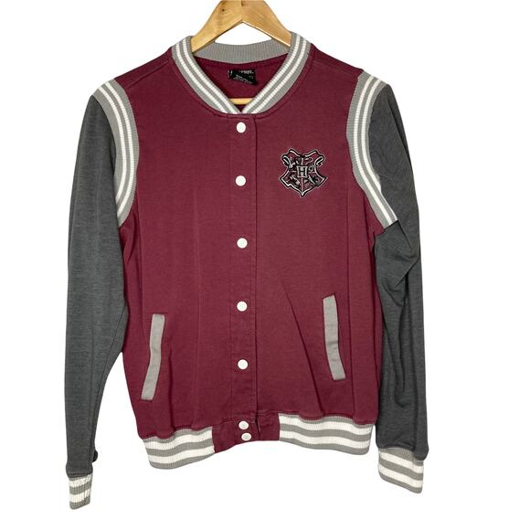 Harry Potter Hogwarts Juniors Maroon Varsity Sweater Jacket Size Large - Picture 2 of 12